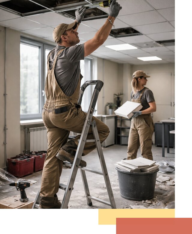 Ремонт потолка Армстронг и замена плит в Чистополе