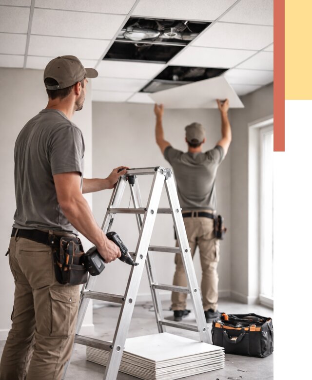 Обслуживание подвесного потолка в Чистополе от 3584 руб. — быстро и недорого | ОТДЕЛОЧНИК-Чст