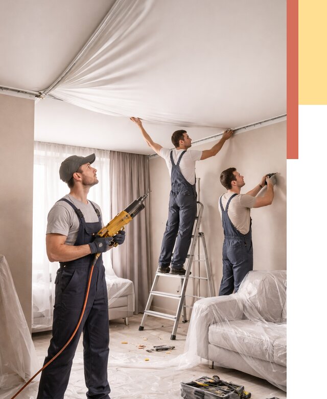 Установка натяжного потолка в Чистополе от 4608 руб. | Быстро и недорого — ОТДЕЛОЧНИК-Чст