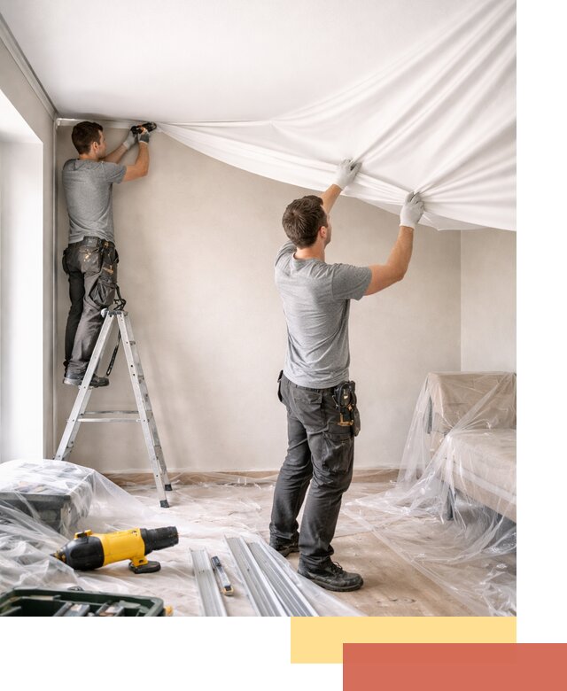 Монтаж тканевого натяжного потолка в Чистополе недорого и быстро