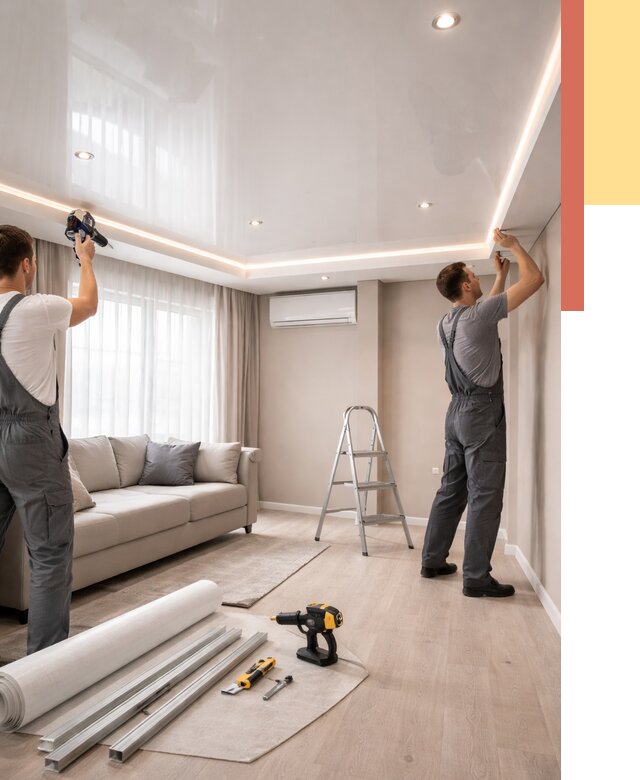 Монтаж глянцевого натяжного потолка в Чистополе от 768 руб. под ключ | ОТДЕЛОЧНИК-Чст