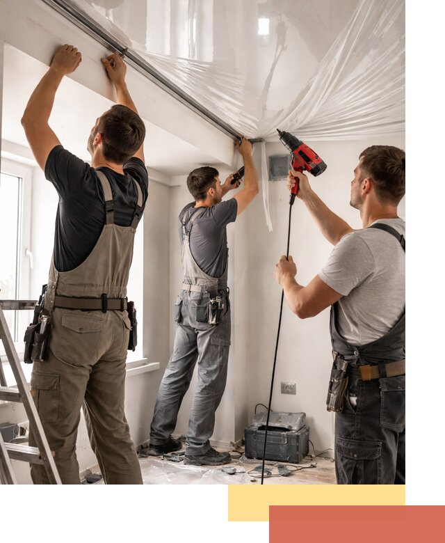 Монтаж глянцевого натяжного потолка в Чистополе быстро и качественно