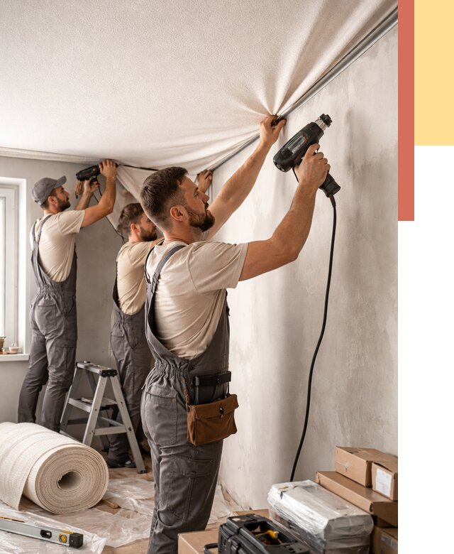 Монтаж фактурного натяжного потолка в Чистополе от 768 руб. — ОТДЕЛОЧНИК-Чст