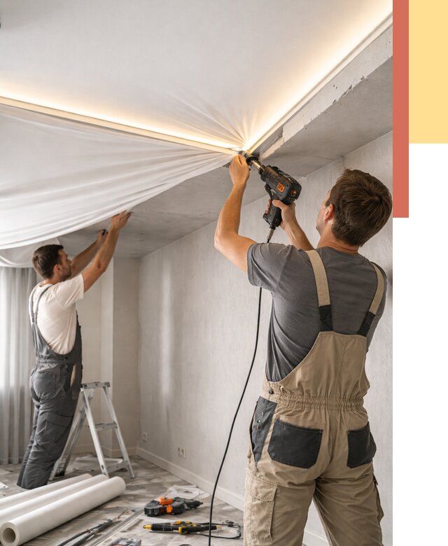 Монтаж натяжного потолка с подсветкой в Чистополе от 973 руб. | ОТДЕЛОЧНИК-Чст