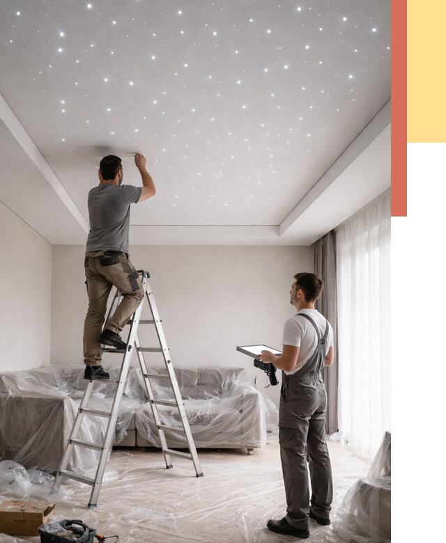 Монтаж натяжного потолка «звездное небо» в Чистополе от 6655 руб. | ОТДЕЛОЧНИК-Чст