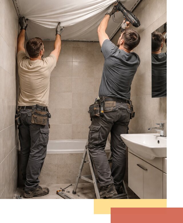 Монтаж натяжного потолка в ванной в Чистополе быстро и качественно