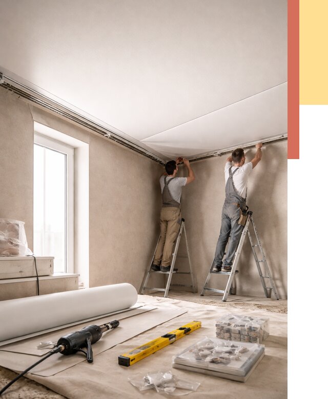 Монтаж натяжного потолка в спальне в Чистополе от 3891 руб. под ключ | ОТДЕЛОЧНИК-Чст