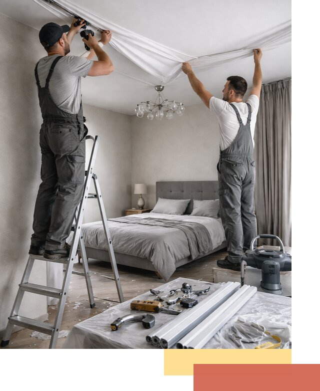 Монтаж натяжного потолка в спальне в Чистополе