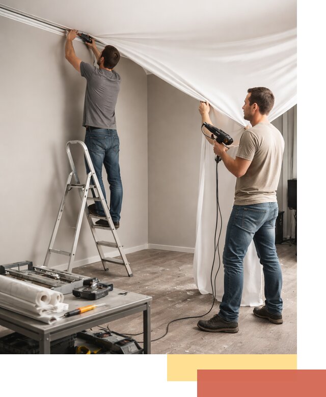 Монтаж натяжного потолка в студии в Чистополе