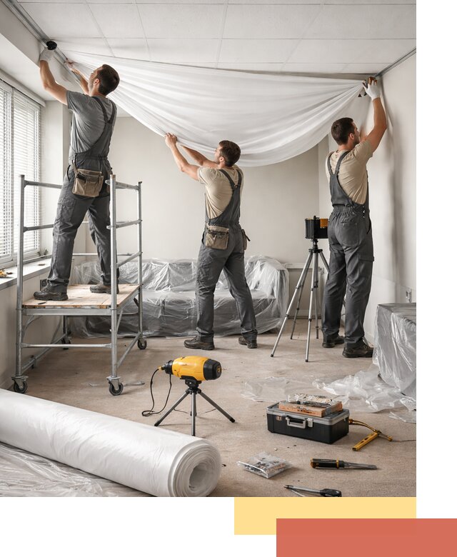 Монтаж натяжного потолка в офисе в Чистополе