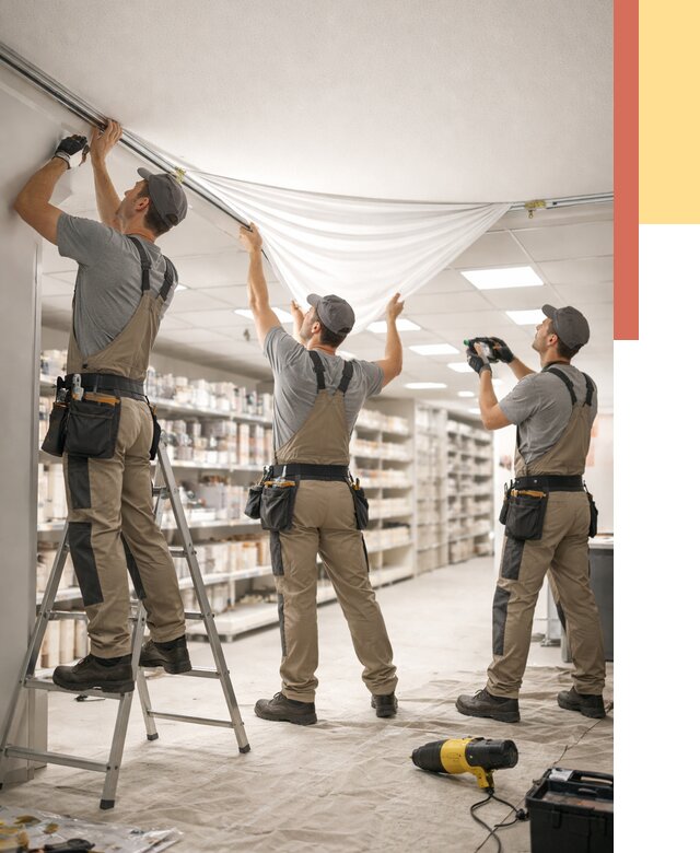 Монтаж натяжного потолка в магазине в Чистополе от 4608 руб. быстро и недорого | ОТДЕЛОЧНИК-Чст