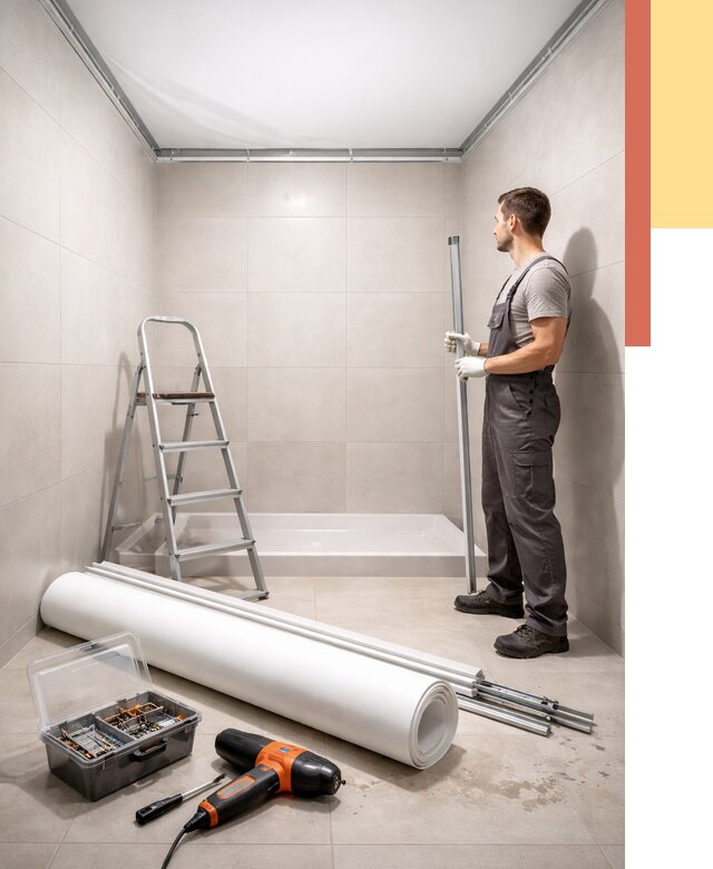 Монтаж натяжного потолка в санузле в Чистополе от 1894 руб. — ОТДЕЛОЧНИК-Чст