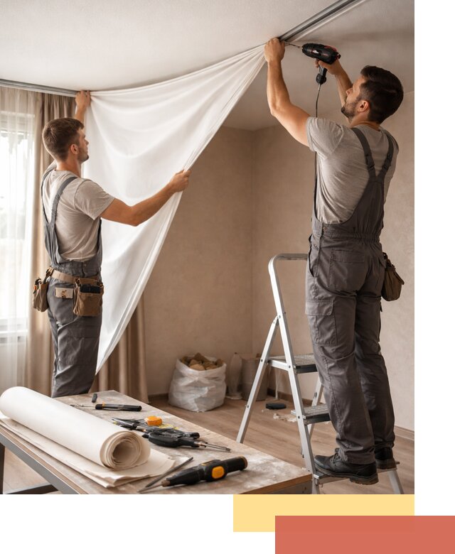 Замена полотна натяжного потолка в Чистополе быстро и качественно