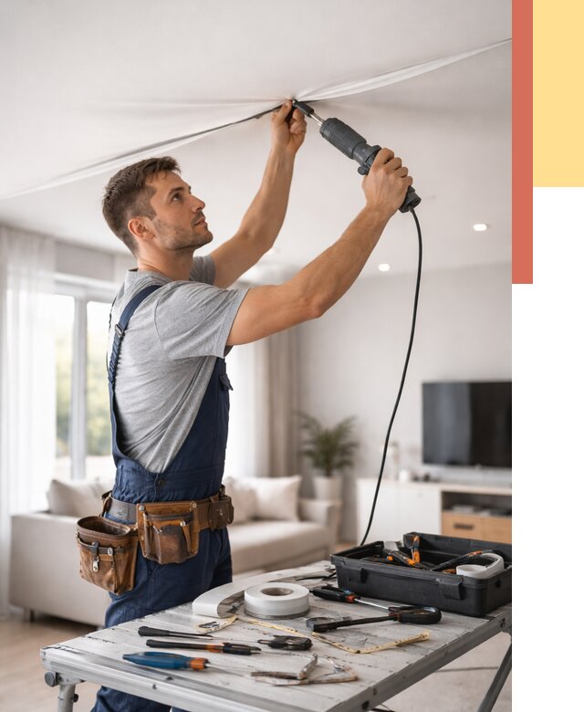 Ремонт натяжных потолков в Чистополе от 9727 руб. под ключ — ОТДЕЛОЧНИК-Чст