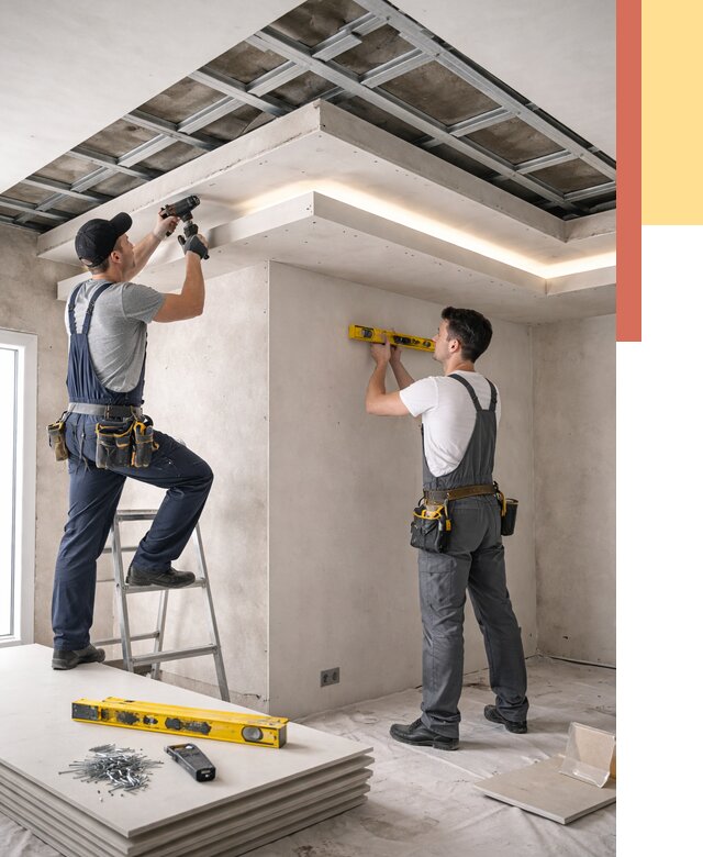 Двухуровневый потолок из гипсокартона в Чистополе от 1485 руб. под ключ | ОТДЕЛОЧНИК-Чст