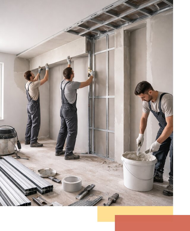 Монтаж потолка из гипсокартона с нишей в Чистополе