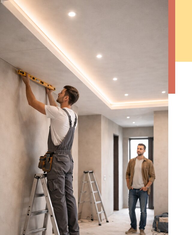 Потолок из гипсокартона с подсветкой в Чистополе от 768 руб./м2 под ключ | ОТДЕЛОЧНИК-Чст