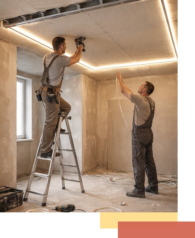 Потолок из гипсокартона с подсветкой в Чистополе