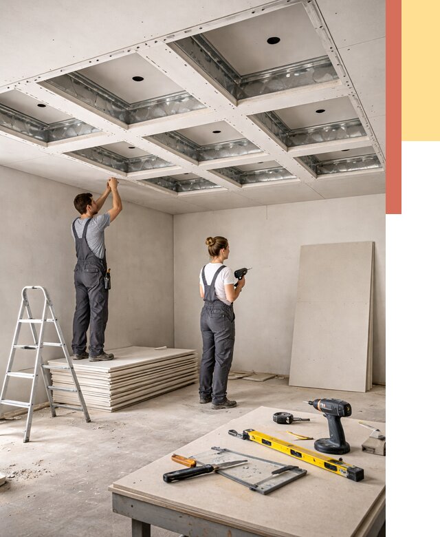 Кессонный потолок из гипсокартона в Чистополе от 1894 руб. — монтаж и под ключ | ОТДЕЛОЧНИК-Чст