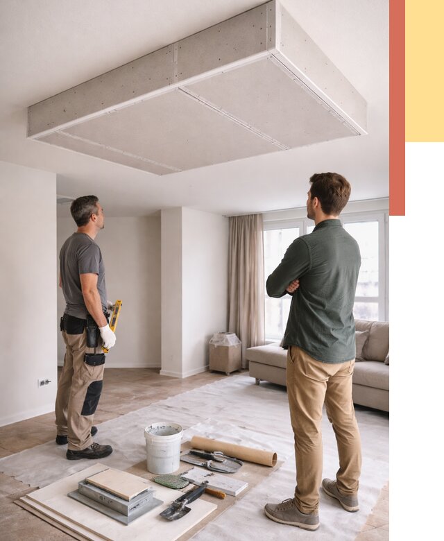 Короб на потолке из гипсокартона в Чистополе от 2253 руб. — монтаж и услуги под ключ | ОТДЕЛОЧНИК-Чст