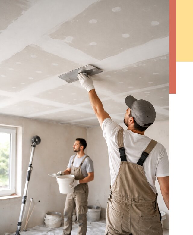 Шпаклевка потолка из гипсокартона в Чистополе от 3276 руб./м2 — услуги под ключ | ОТДЕЛОЧНИК-Чст