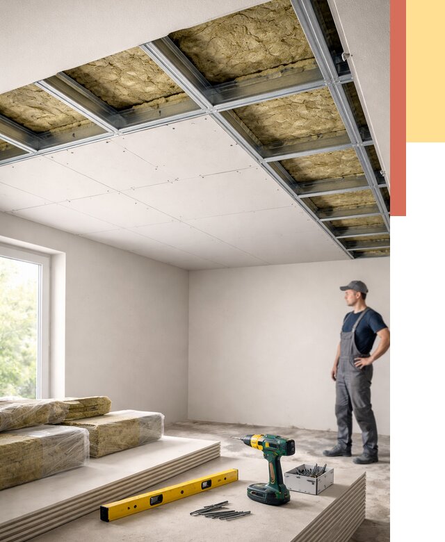 Звукоизоляция потолка ГКЛ в Чистополе от 973 руб. — монтаж под ключ | ОТДЕЛОЧНИК-Чст