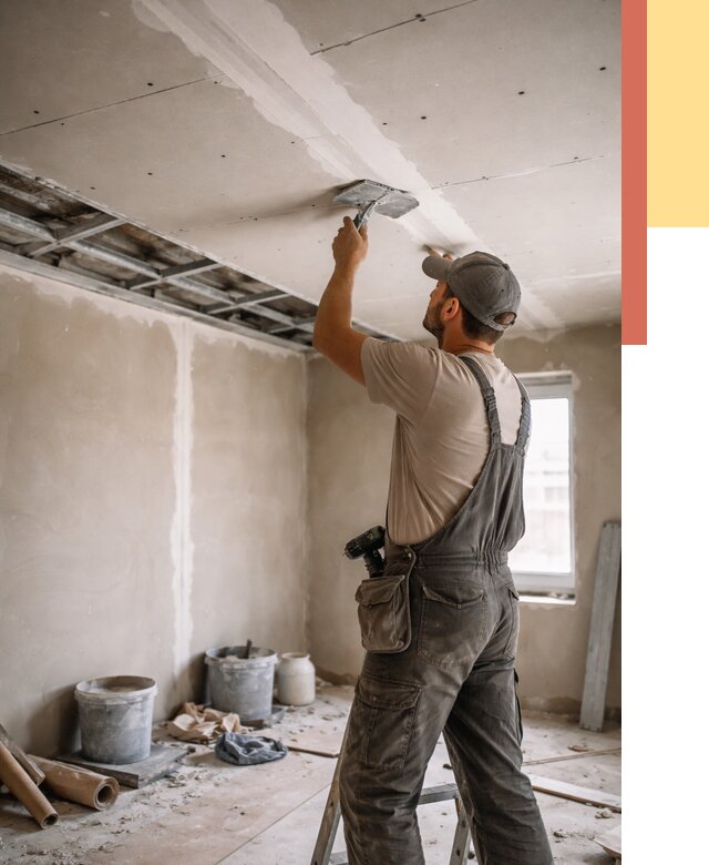 Ремонт потолка из гипсокартона в Чистополе от 666 руб./м² — быстро и недорого | ОТДЕЛОЧНИК-Чст