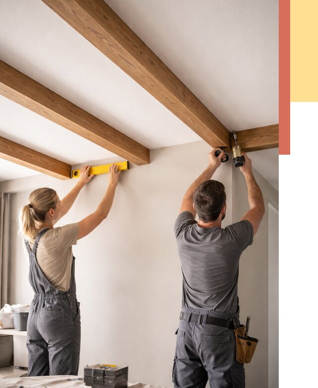 Монтаж декоративных балок на потолок в Чистополе от 4300 руб. — ОТДЕЛОЧНИК-Чст