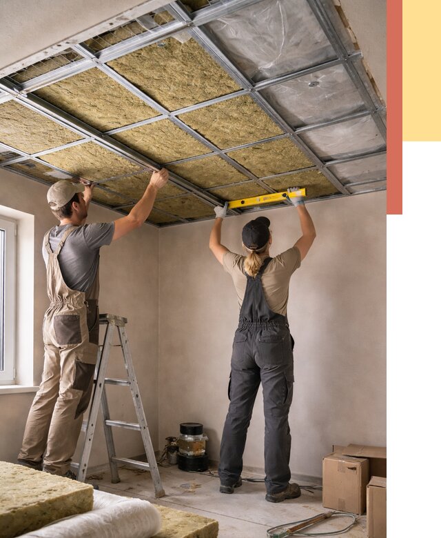 Шумоизоляция потолка в Чистополе от 1280 руб. под ключ — услуги ОТДЕЛОЧНИК-Чст